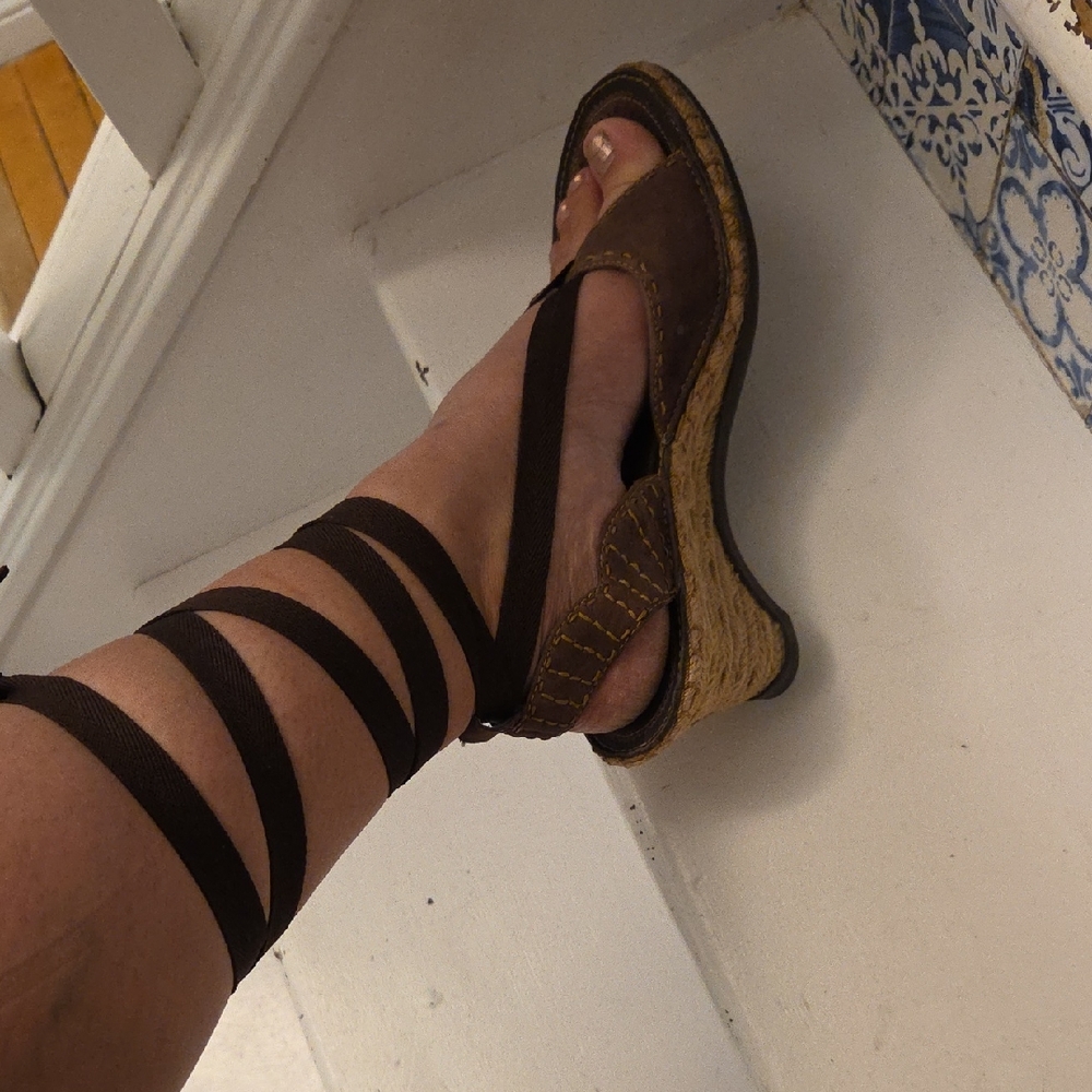 Clarks Brown Espadrille Wedge Sandals